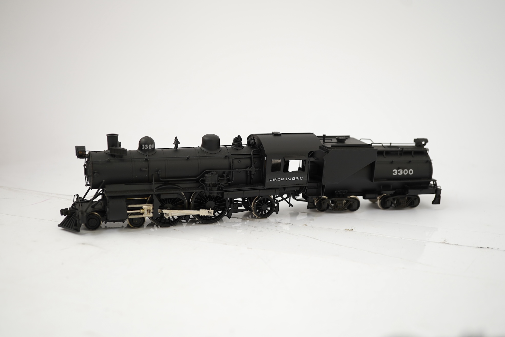 Two boxed HO gauge Union Pacific locomotives; an LMB Models model of Class 9000, 9000, 4-12-2 locomotive with bogie tender, together with another Japanese brass model of 4-4-2, 3300, locomotive with bogie tender, both po